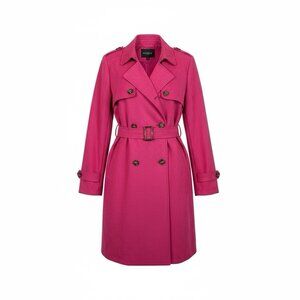 *Allegra K Trench Coat Womens Lg Barbie Pink Belted Classic Academia Barbiecore